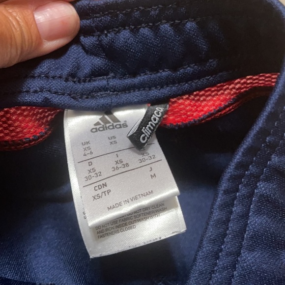 ADIDAS NAVY & RED STRIPED SKINNY LEG TRACK PANTS - Picture 6 of 8